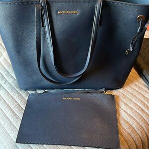 Michael Kors Navy Blue purse and clutch